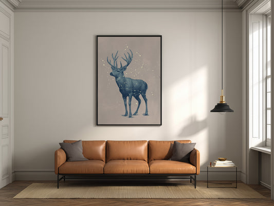 Celestial Stag - Framed Canvas Print