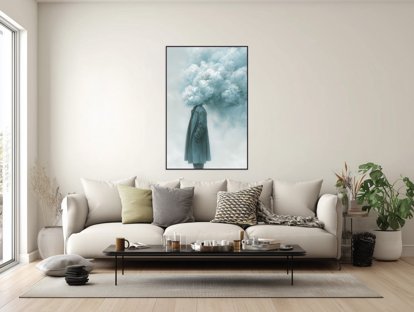 Blue Distraction - Framed Canvas Print