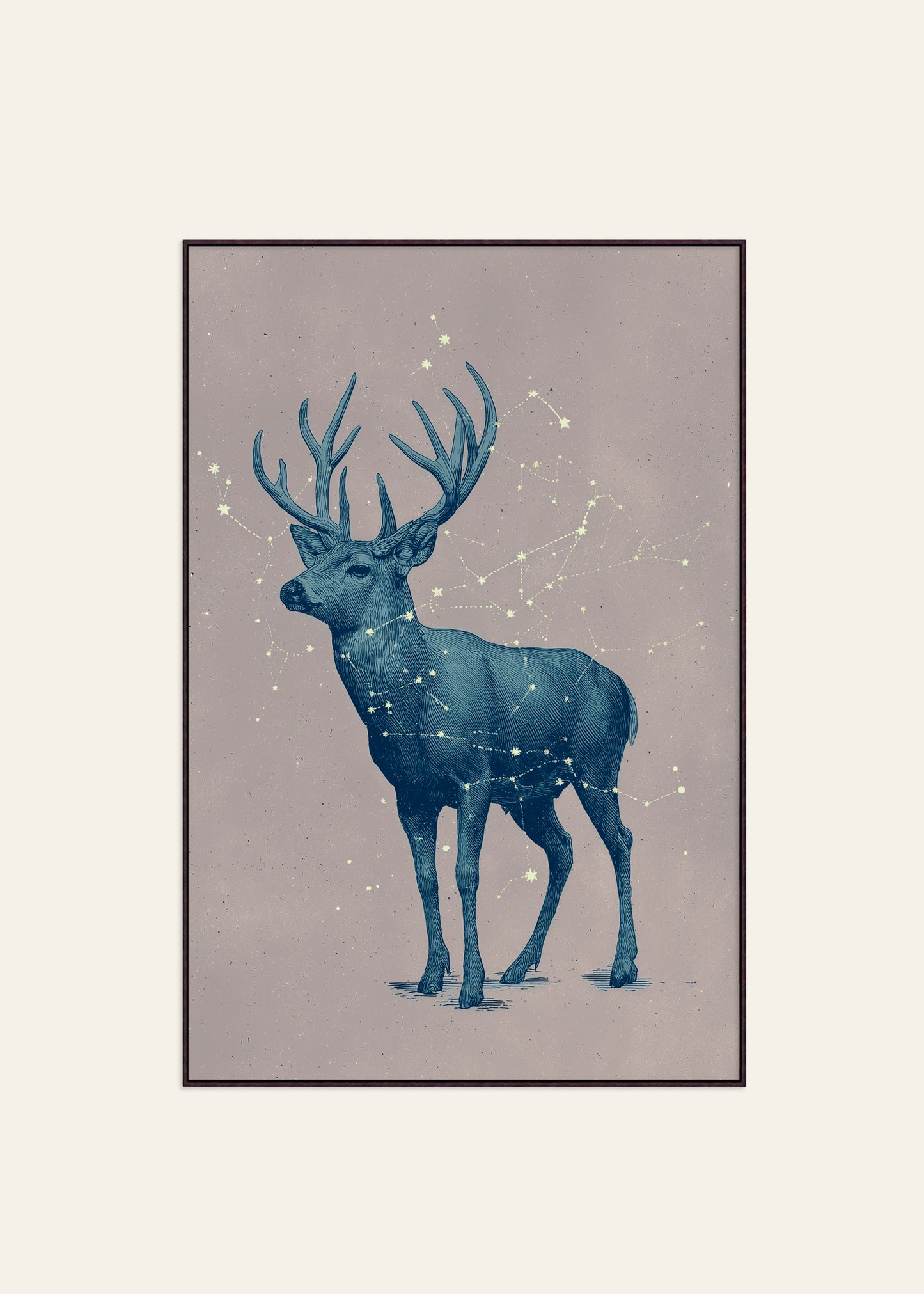 Celestial Stag - Framed Canvas Print