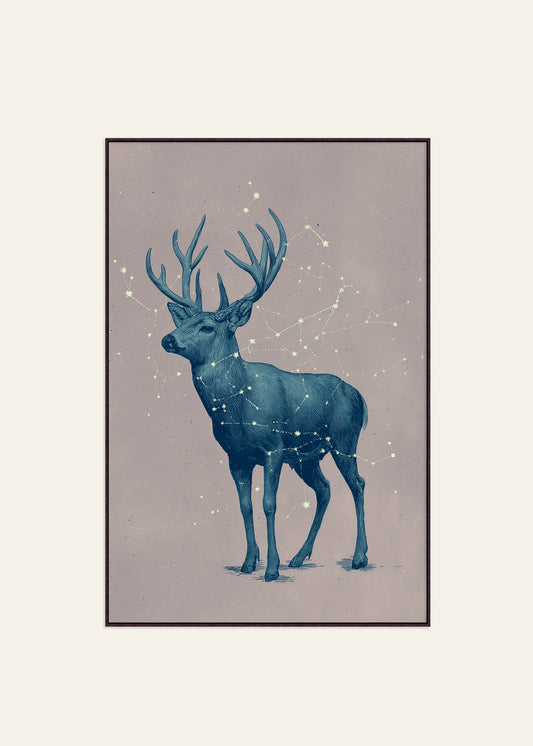 Celestial Stag - Framed Canvas Print