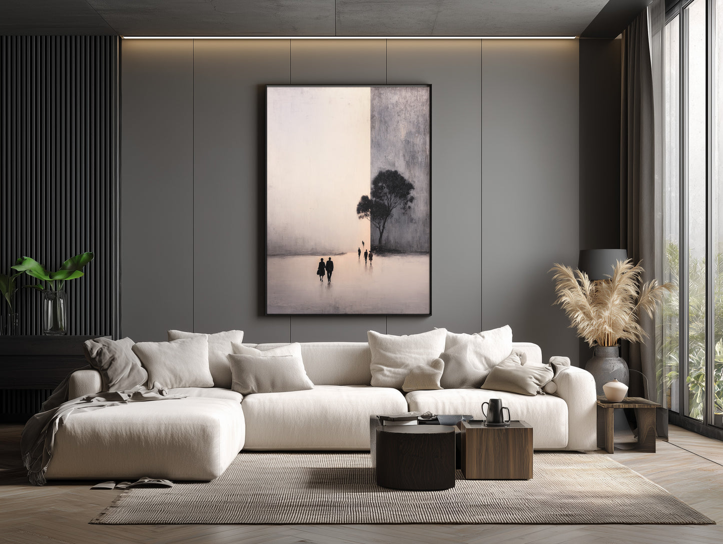 Echos of Grey - Framed Canvas Print