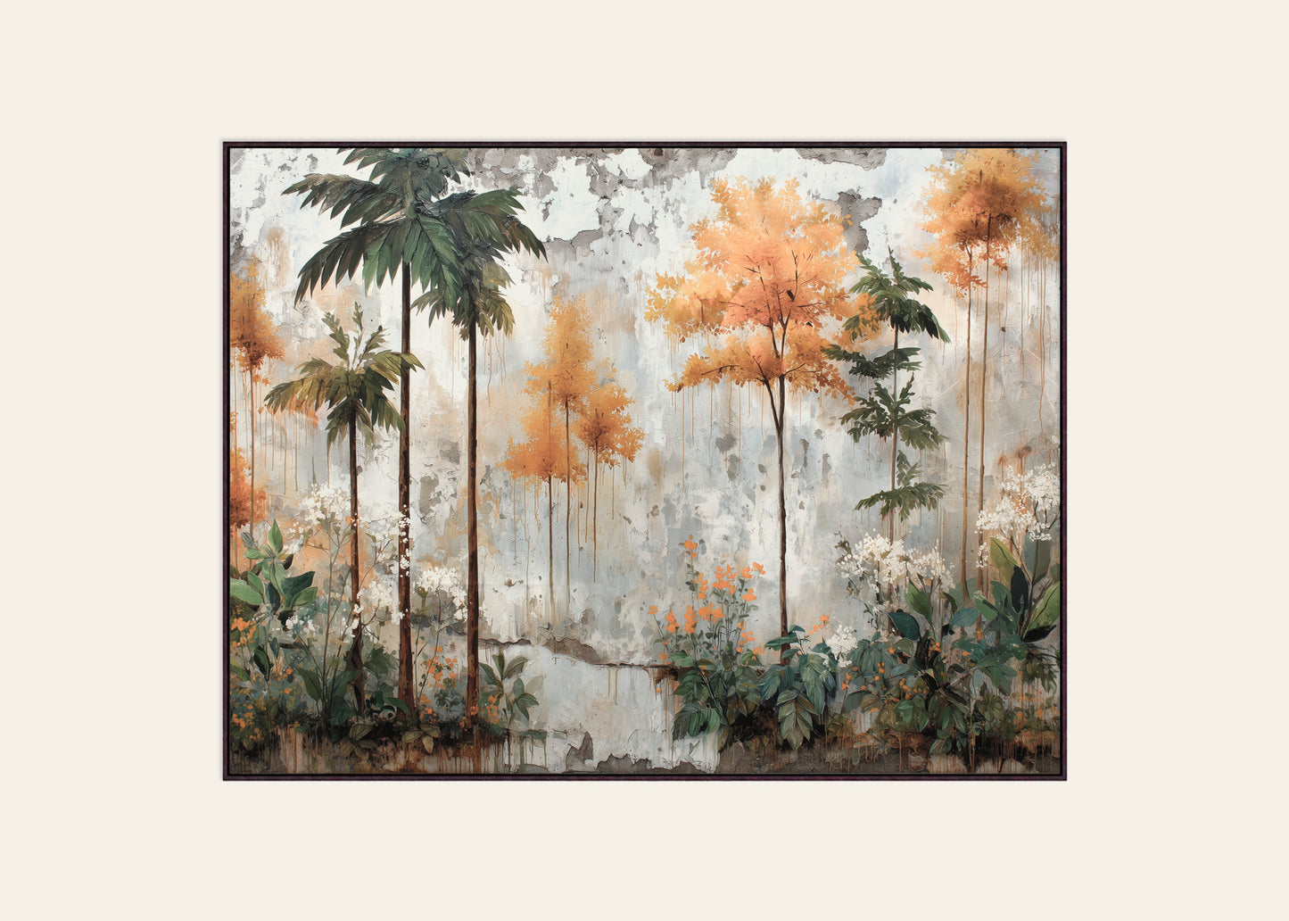 Verdant Horizon I: The Gilded Drift - Framed Canvas Print