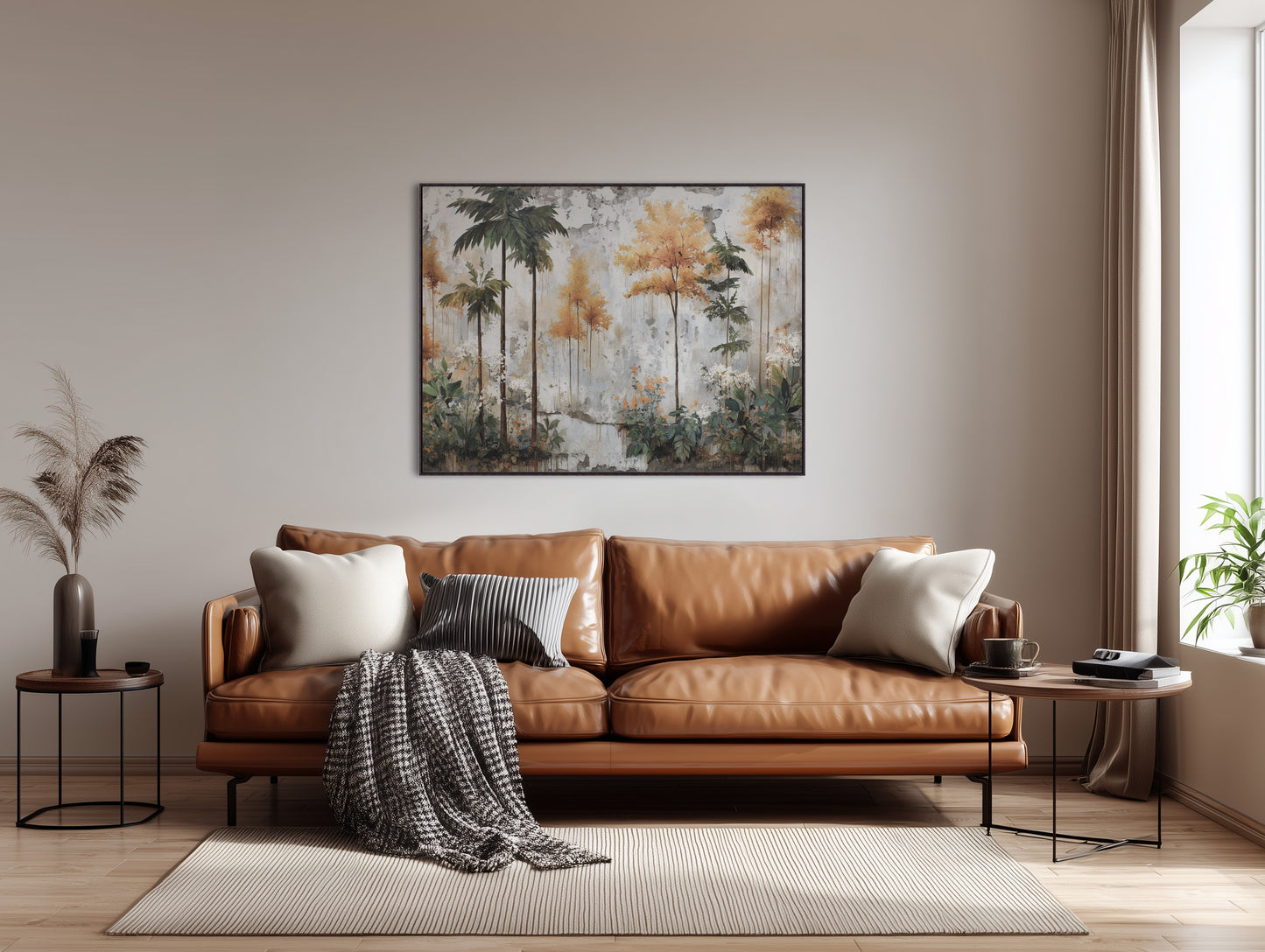 Verdant Horizon I: The Gilded Drift - Framed Canvas Print