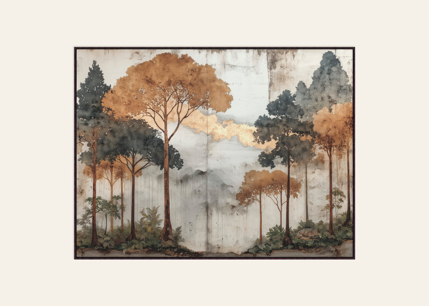 Verdant Horizon III: The Amber Bloom - Framed Canvas Print