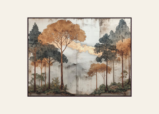 Verdant Horizon III: The Amber Bloom - Framed Canvas Print