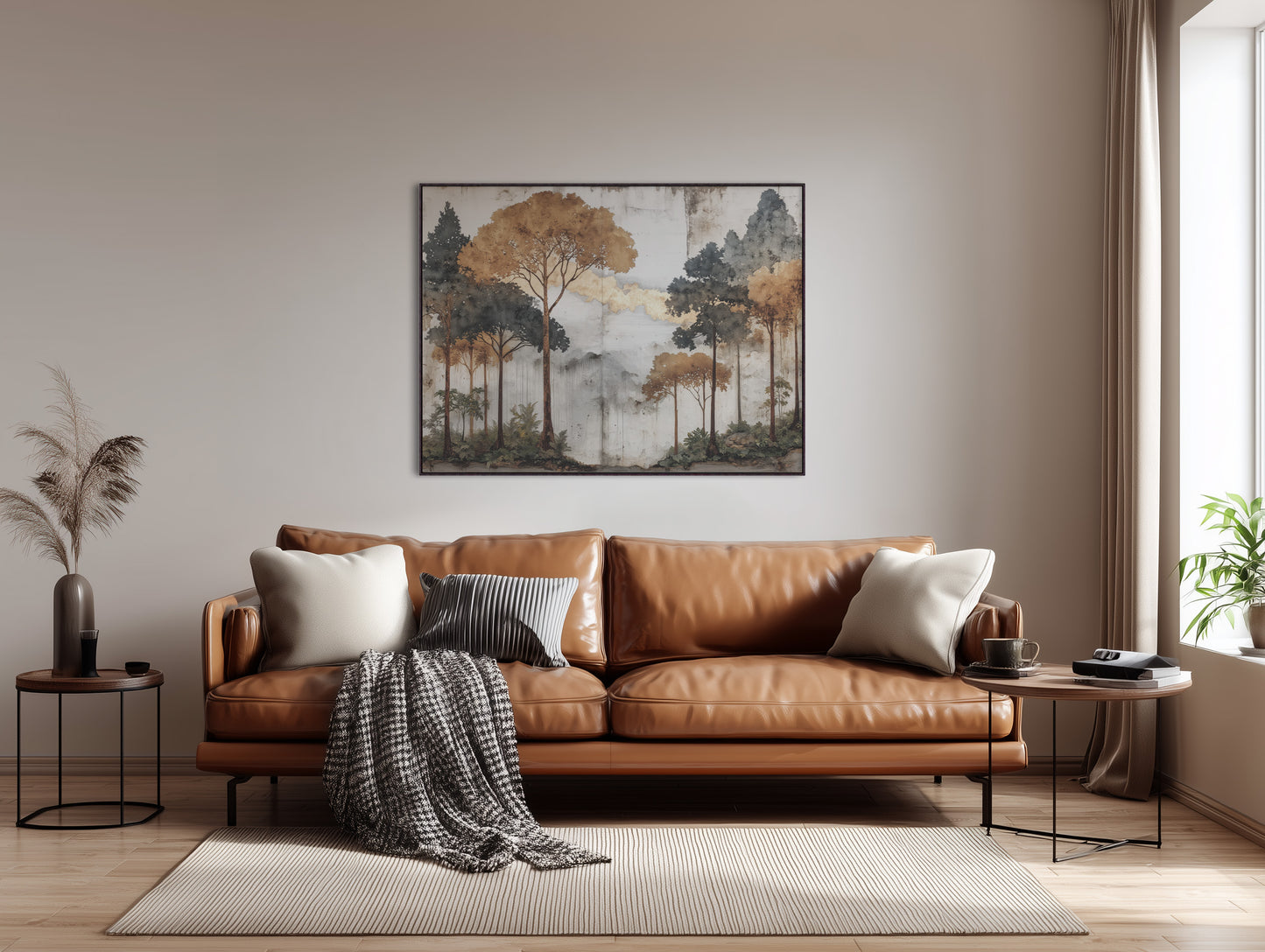 Verdant Horizon III: The Amber Bloom - Framed Canvas Print