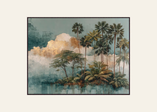 Verdant Horizon IV: Monolithic Silhouettes - Framed Canvas Print