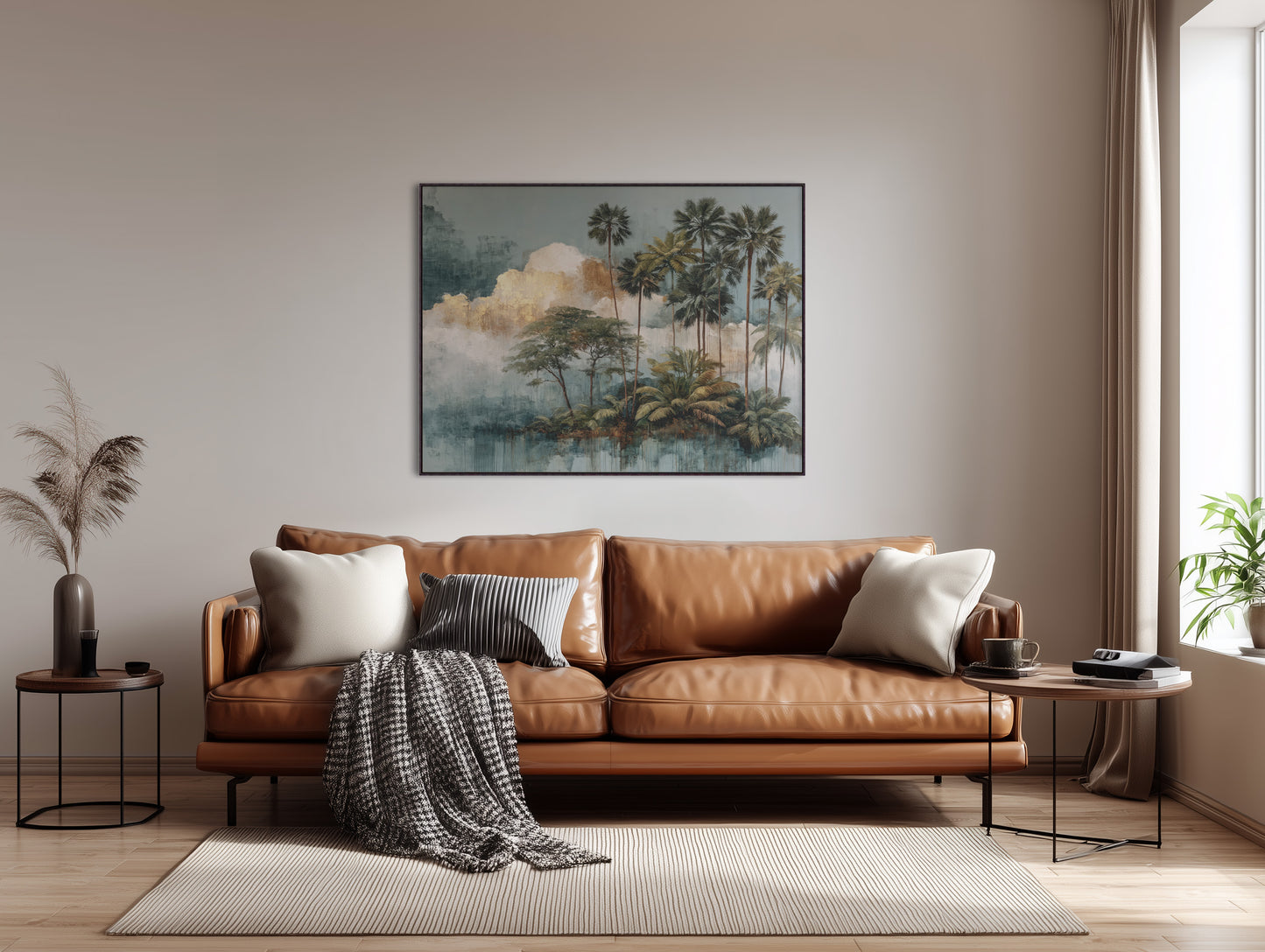 Verdant Horizon IV: Monolithic Silhouettes - Framed Canvas Print